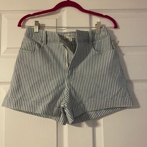 Stylish Blue Striped Jean Shorts